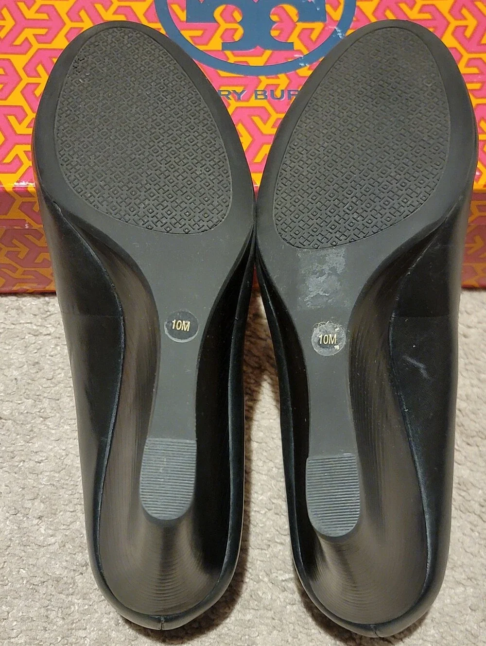 Tory Burch Melinda Wedge Pumps Heels Black Size 10